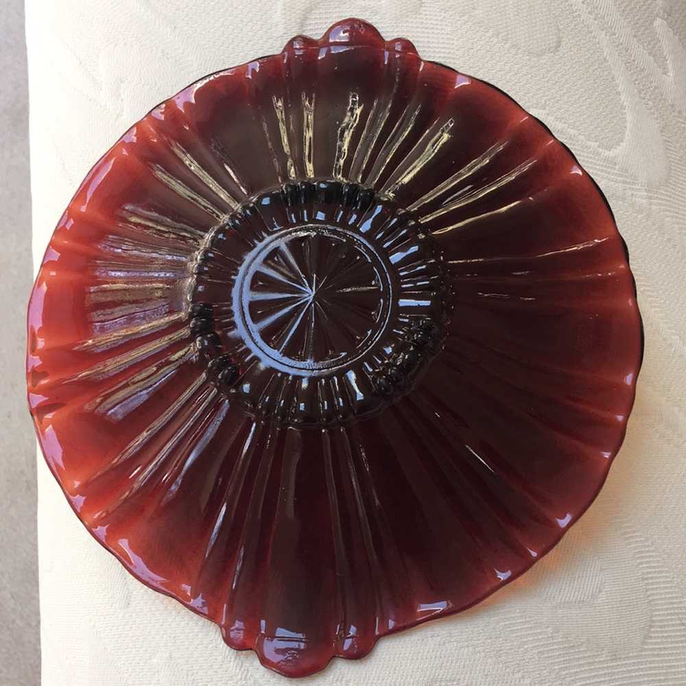Vintage Red glass Plate/Candy Dish - Picture 2 of 2